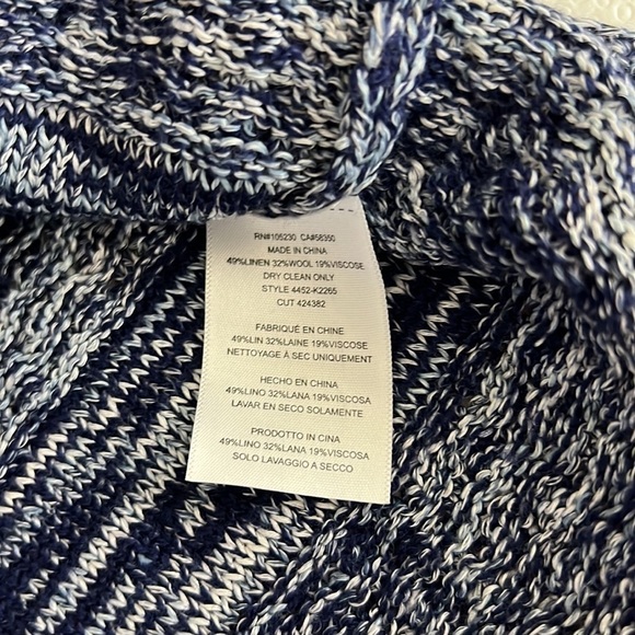 Joie Feria Textured Linen Blend Scoop Neck Sweater Blue Sz L - Picture 7 of 8